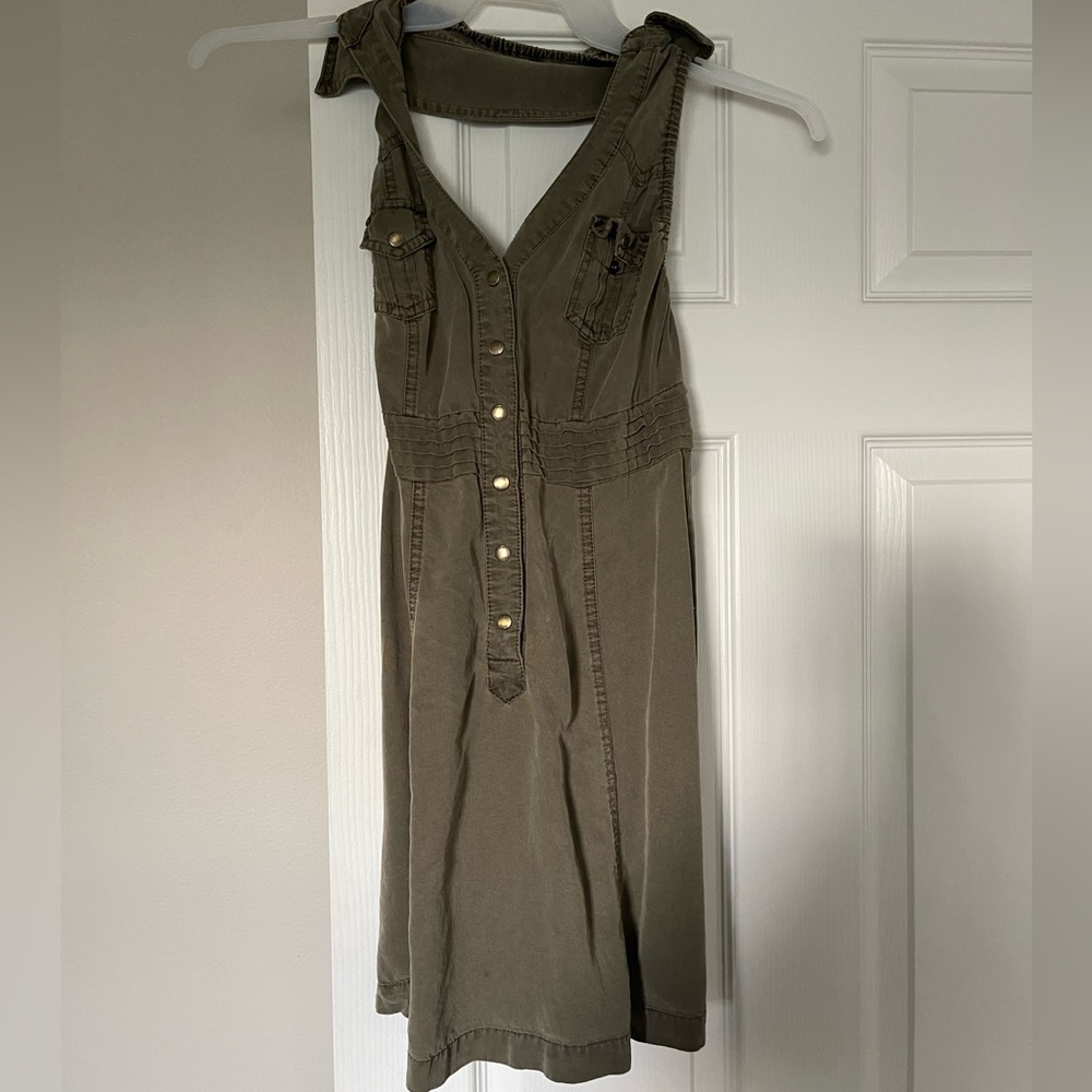 Guess Army Green button up dress